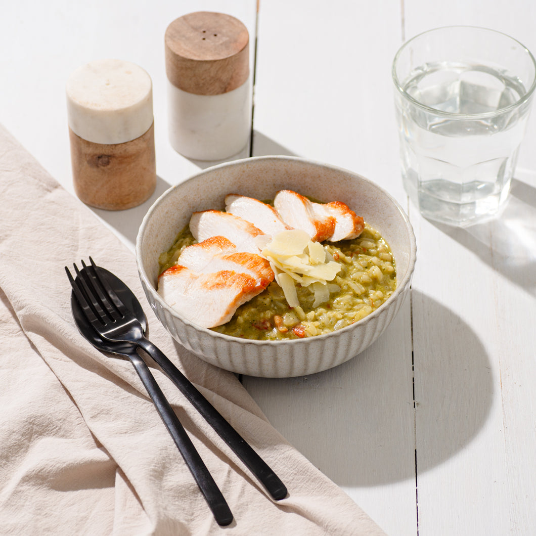 Basil Pesto and Sundried Tomato Risotto with Chicken