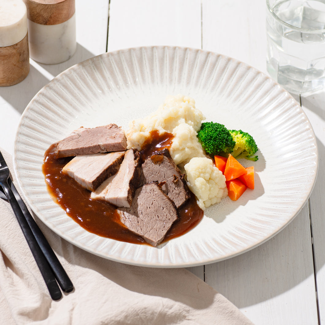 Trio of Roast - Lamb Shoulder, Beef and Pork with Vegetables and Gravy