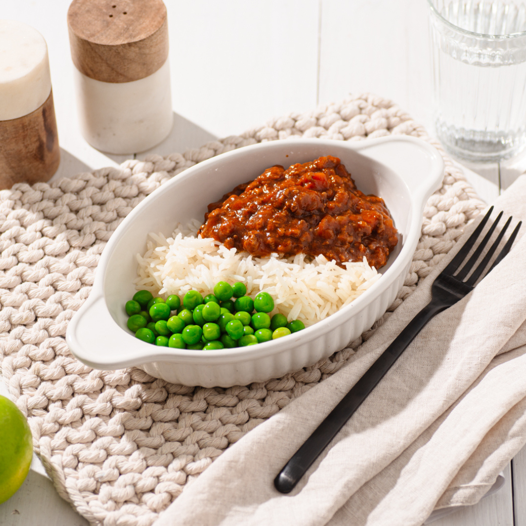 Savoury Mince with Rice and Peas – Fresh Meals Delivered